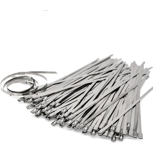 100pcs 4.6x100/150/200/400mm Stainless Steel Cable Ties, Locking Metal Zip-Exhaust Wrap Coated Multi-Purpose Locking Cable Ties