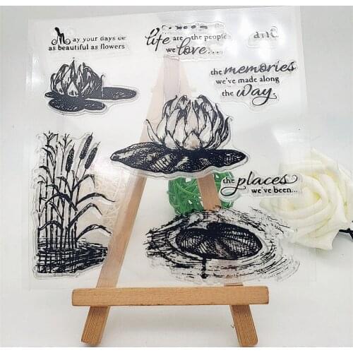 14x14cm Water Lotus Clear Stamps Transparent Seal Silicone Seal TPR Christmas Wedding Roller Stamps DIY Scrapbook Album Card