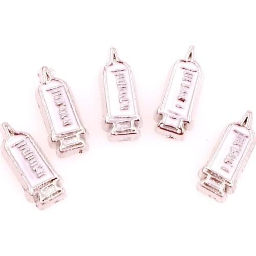 20Pcs/Lot Doctor Cap Medicine Syringe Stethoscope Floating Chams Handmade Glass Locket Necklaces Nurse Gift Jewelry Making