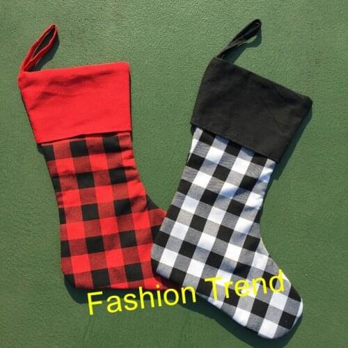 200pcs/lot High Quality Delicate Personalized Buffalo Plaid Christmas Stocking For Family Wonderful Presents