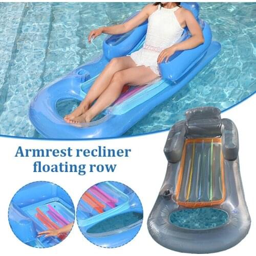 2021 Pool Folating Mat with Armrest Inflatable Easy to Store Durable Foldable Long Lasting Lightweight for Swimming Pool N66