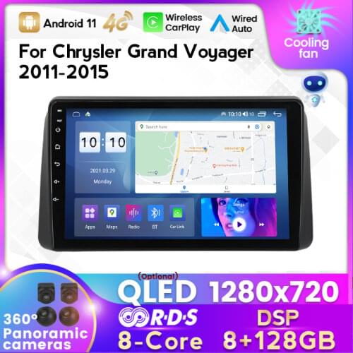 4G LTE Android 11 for Chrysler Grand Voyager 2011-2015 Car Radio Rear Camera No DVD 2dinMultimedia Video GPS Navigation Player