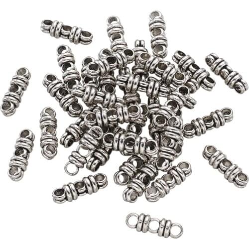 50Pcs Tibetan Style Alloy Spacer Beads 3-Hole Antique Silver Color Spacer Bars for DIY Bracelet Necklace Jewelry Making