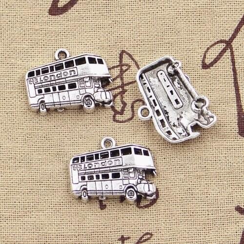 6pcs Charms London Bus Car 20x25mm Antique Tibetan Silver Color Pendant Findings Accessories DIY Vintage Choker Handmade Jewelry