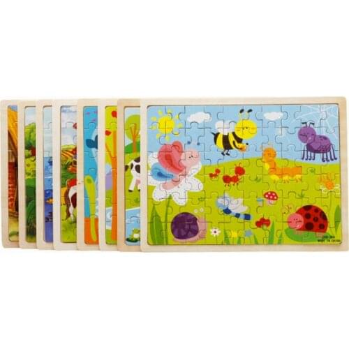 Cartoon 60 Puzzles Children Toys Wooden Jigsaw Daycare Homeschool Supplies Educational Kids 3d Puzzles Gift One Piece