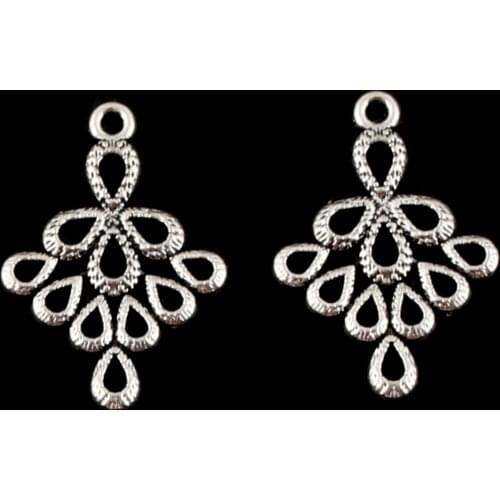 50 pcs Silver Color Irregular Pattern Charms Spray Shape Hollow Earrings Connector Jewelry Accessories For Women 24x17mm A95