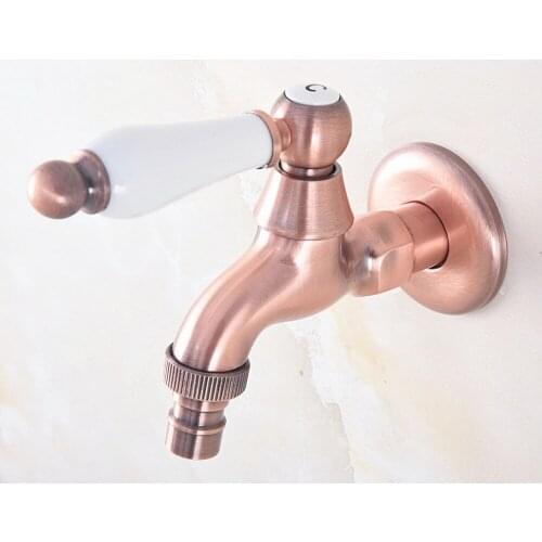 Antique Red Copper Brass Single Ceramic Handle Washing Machine Faucet /Garden Water Tap / Laundry Sink Water Taps mav334