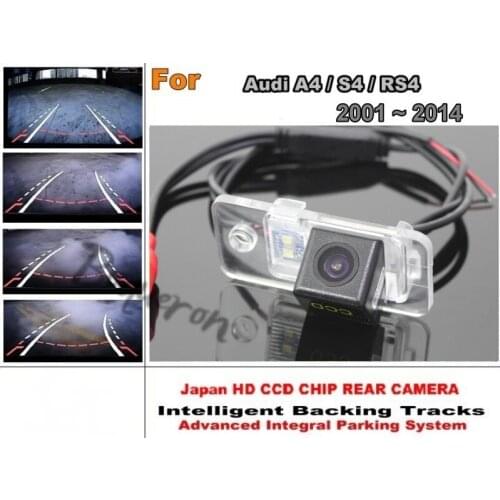 For Audi A4 S4 RS4 2001 ~ 2014 Car Reverse Rear Camera with Parking Assistance Tracks Module HD CCD Night Vision