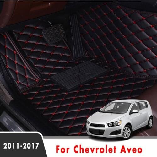 Car Floor Mats For Chevrolet Aveo MK2 Sonic 2017 2016 2015 2014 2013 2012 2011 Auto Accessories Leather Waterproof Protector