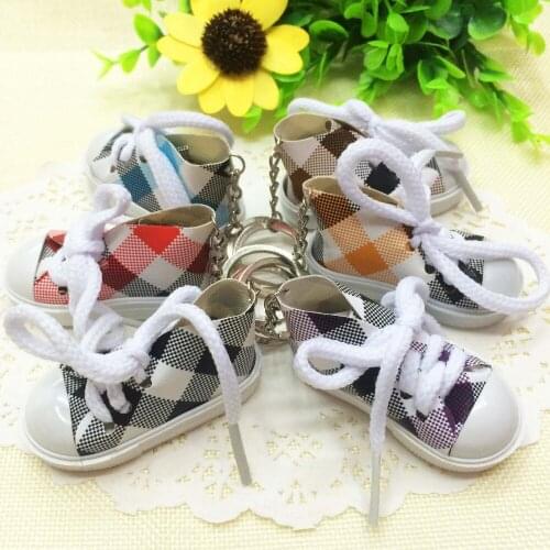 FREE SHIPPING BY DHL 200pcs/lot 2015 New Leather Mini Shoe Sneaker Keychains Sneaker Keyrings with Lattice Design