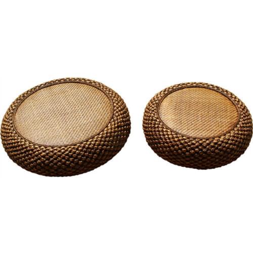 Household rattan low stool living room balcony shoe stools environmental straw made tatami round bench