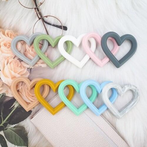 Chenkai 10PCS BPA Free Silicone Heart Teether Pendant Nursing DIY Baby Shower Pacifier Dummy Teether Sensory Toy Accessories