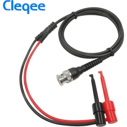 Cleqee P1007 BNC Male Plug Q9 to Dual Hook Clip Test Probe Cable Leads 120CM
