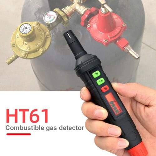 HT61 Natural Gas Detector Pen Type Leak Detector Combustible Gas Meter Analyzer Monitor for Home Visible Audible Alarm HABOTEST
