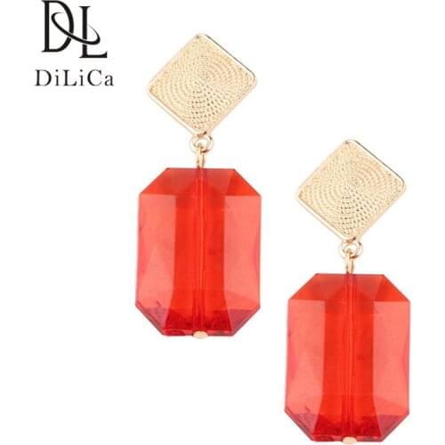 DiLiCa Fashion Acrylic Crystal Drop Earrings 2020 Women Geometric Statement Earrings Korean Jewelry Dangle Earring