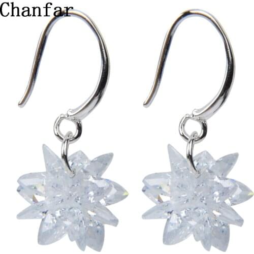 Chanfar Elegant Two Styles Crystal Flower Earrings Long Pendant Drop Cubic Zircon Earrings For Female Wedding Party Jewelry