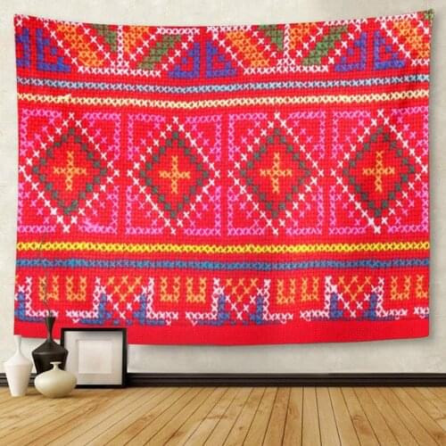 Ethnic Pattern Classic from Hill Tribe in Magenta Tapestry Wall Hanging for Living Room Bedroom Dorm 50x60 inches
