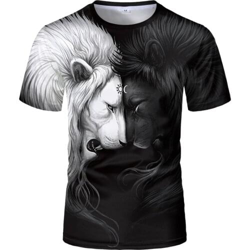 Hot Sell 3D Print yin and yang Lion Mens Casual Cool Tshirts Men women Short Sleeve 2020 Summer Tops Tees T shirt Fashion