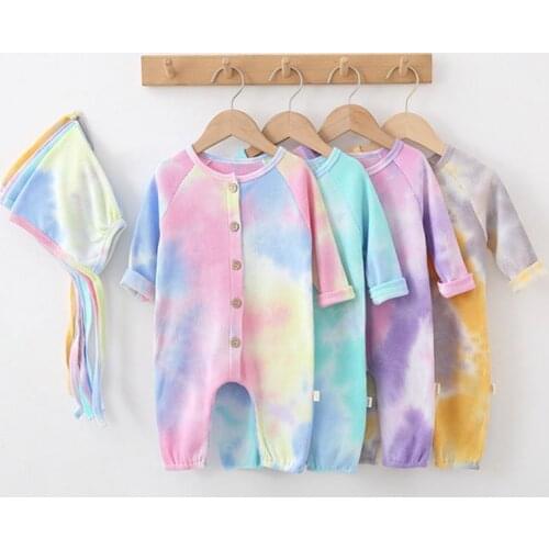 2021 Autmn Newborn Baby Girl Clothes Gradient Color Long Sleeve Infant Boy Romper Cotton Romper Jumpsuit Sunsuit Outfits Clothes