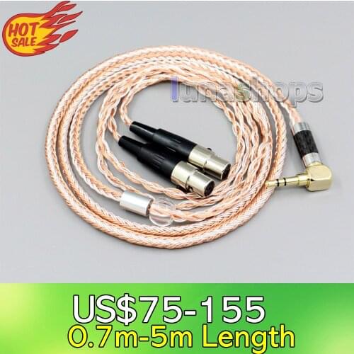 LN006400 16 Cores Silver Plated XLR 3.5mm 2.5mm 4.4mm Earphone Headphone Cable For Audeze LCD-XC LCD3 LCD-X LCD2