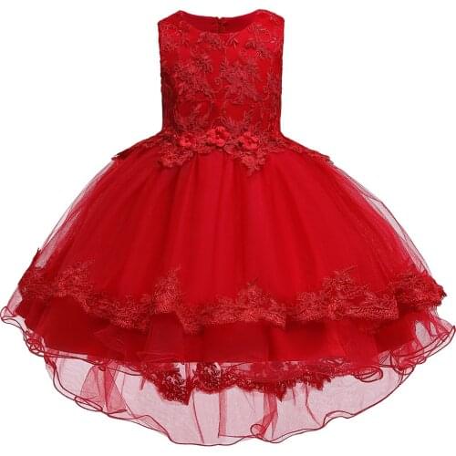 New Baby Girls Lace Flower Trailing Wedding Party Dress Toddler Kids Christmas Costmes Children Bridesmaid Dresses Vestidios