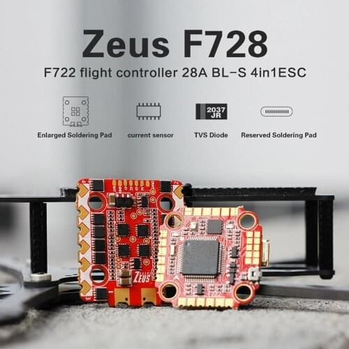 20X20mm HGLRC ZeusF728 STACK F722 Mini Flight Controller 28A BLHELIS 4in1 ESC 3-6S for RC FPV Racing Freestyle Micro Drones