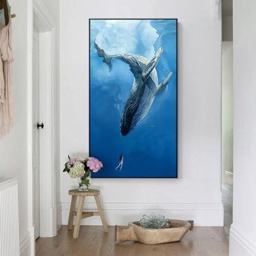 Minimalist style Marine Animal Whale dolphin Canvas Art Print Nursery Art Prints Anime Poster Modern Abstract Nordic Wall Decor