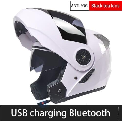 Motorcycle Bluetooth Helmet Dual Visor Full Face Modular Flip Up Crash Helmet Motocross Street Bike Racing Cycling Helmet