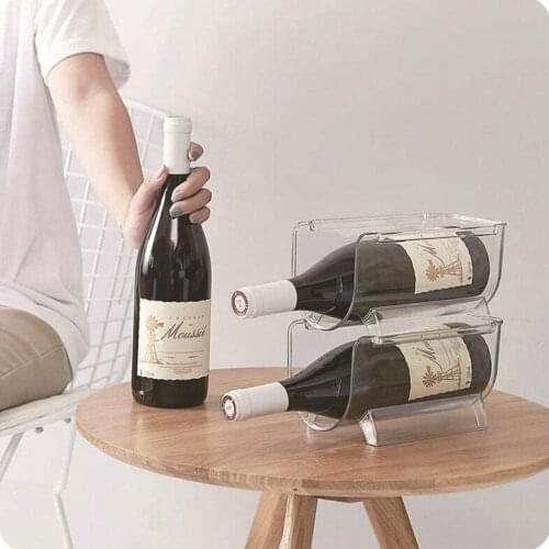 Wine Bottle Storage Rack Drawer Type Refrigerator Organizer Kitchen Cans Beverage Storage Box Stackable Wine Rack Holder