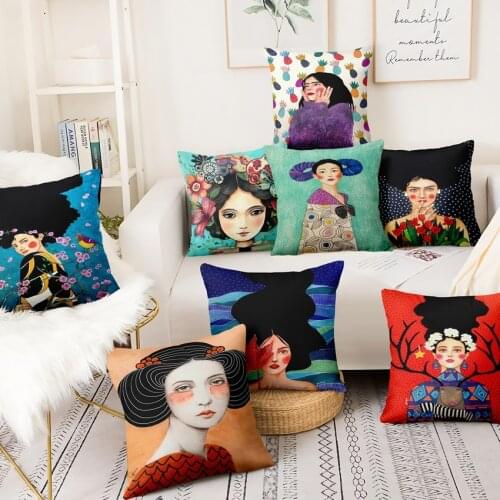 British Art Thin Linen Pillowcase Elegant Woman Painting Cushion Decorative Pillows Home Decor Sofa Throw Pillow 45*45 Almofadas