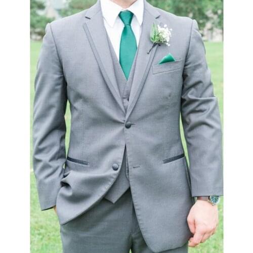 New Tailor Made Fashion Grey Loose Style Men Suits Slim Fit Groom For Wedding Dinner Party Male Clothing (Jacket + Pants + Vest)