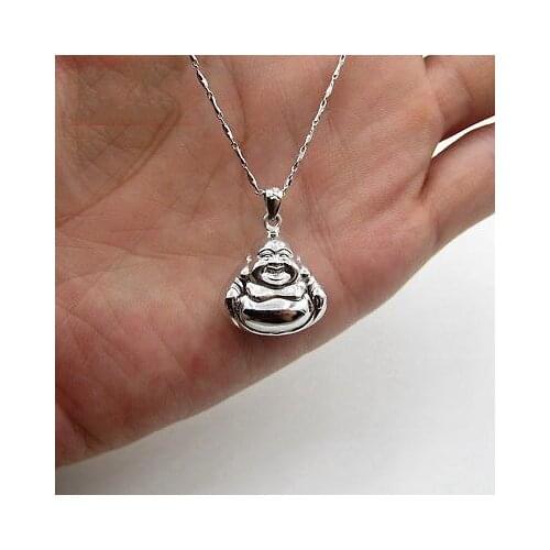 New Pure Platinum 950 Women Smooth Buddha Pendant PT950 2.5-3g Medium-sized