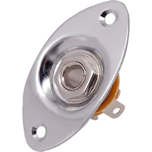 Oval Indented Jack Output Plate Jackplate and Socket for Mono Electric Guitar, Silver