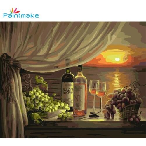 Paintmake The setting sun Oil Painting By Numbers no frame DIY Digital Canvas Fruit For Home Room Decor Art Picture Gift 40*50cm