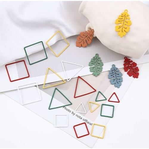 10PCS/Lot New Arrival Rubber Enamel Alloy Charms Leaf&Geometry Shape DIY Jewelry Findings Earring Pendant Ornament Material