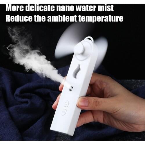 Portable 2 in 1 Mini Fan Humidifier USB Rechargeable Handheld Fan Water Spray Mist Fan Face Steamer Air Conditioner for Outdoor