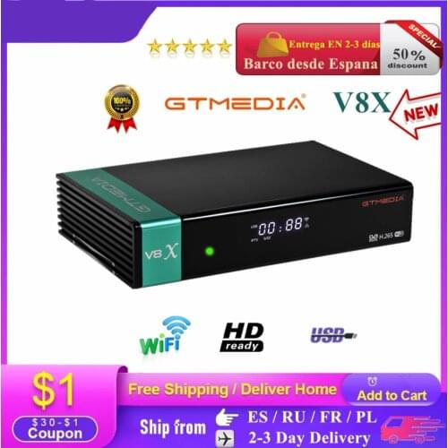 FTA Receptor Gtmedia V8X 1080P Satellite Receiver Gtmedia V7 S2X power by Gtmedia V8 Nova/Honor Bulit-in wifi 1080P FHD H.265