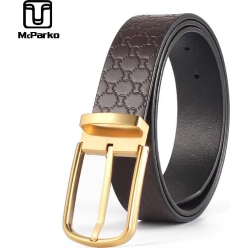 Genuine Leather belt Men Pin Buckle Cowhide Cow Leather mens belts waist strap Fashion Business men Belt Black Clearance Sale
