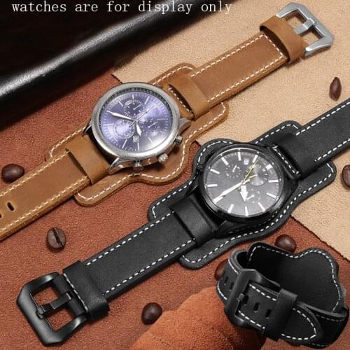 Retro frosting Cow leather watchband 20mm 22mm 24mm 26mm black brown bracelet with pin buckle for mens watch accessories