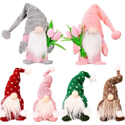 Christmas Gnome Doll Ornaments Standing Plush Dolls Holiday Decoration Tabletop Figurines for Home Windows Gifts