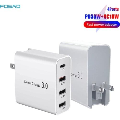 PD Charger Dual USB 36W QC 3.0 Adapter Fast Charging Type C Travel Wall Charger Quick Charge 3.0 AU/UK/EU/US Plug For iPhone 12