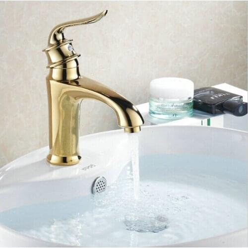 Basin Faucets Golden Copper Mixer Taps Single Hole Sink Faucet Washbasin G1016