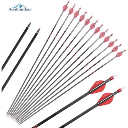 24PCS Length 32inch Profession Pure Carbon Arrows Competition Supplies Arrow for Hunting Archery for Compound