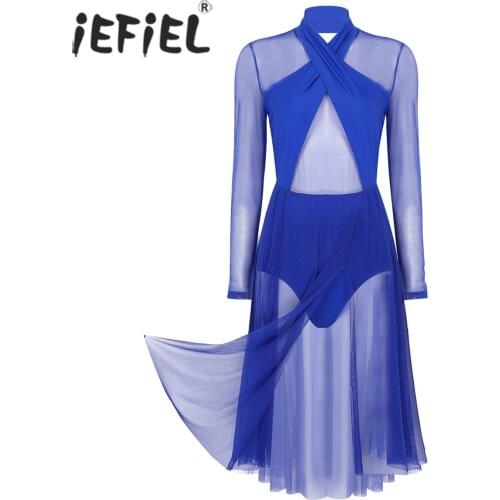 Women Adults Costumes See Through Sheer Top Bodice Leotard Ballroom Dance Competition Dress Lyrical Gymnastics Modern Dancewear