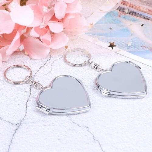 1pc Two-side Folding Make Up Mirror Women Cosmetic Mirrors Key Ring Mini Makeup Compact Key Chain Pocket Mirror Portable