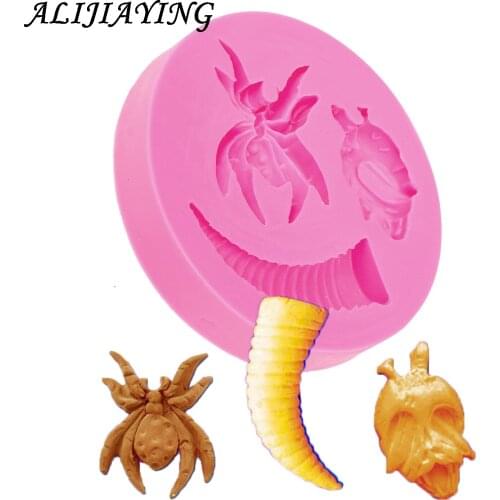 1Pcs Halloween Sugarcraft Spider skull Silicone mold fondant mold cake decorating tools chocolate mold D0479