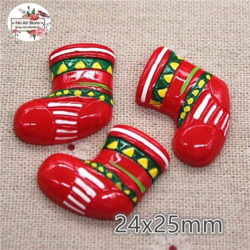 10pcs Christmas stocking Resin flatback Cabochon Art Supply Decoration Charm Craft DIY hair bow center craft