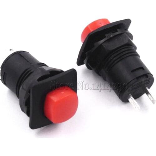 10Pcs DS-426 Hole 12mm 2 Pin Self-Locking 250V 1.5A 3A 125V 1.5A 250V AC ON - OFF Square Push Button Switch Latching Red