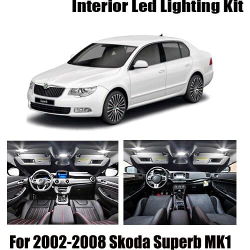 16 Bulbs White Error Free Car LED Interior Light Kit Fit For 2002-2008 Skoda Superb MK1 MKI Sedan Map Dome Light Trunk Lamp
