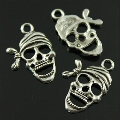 20pcs Pendant Skull Men Charms For Jewelry Making 2 Colors Plated DIY Vintage Accessories Skeleton Charms Skull 27x20mm